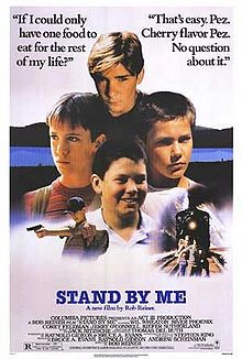 mp_standbyme Notice that Corey Feldman doesn't have his glasses or burnt ear on the poster, 'cause he was a heartthrob